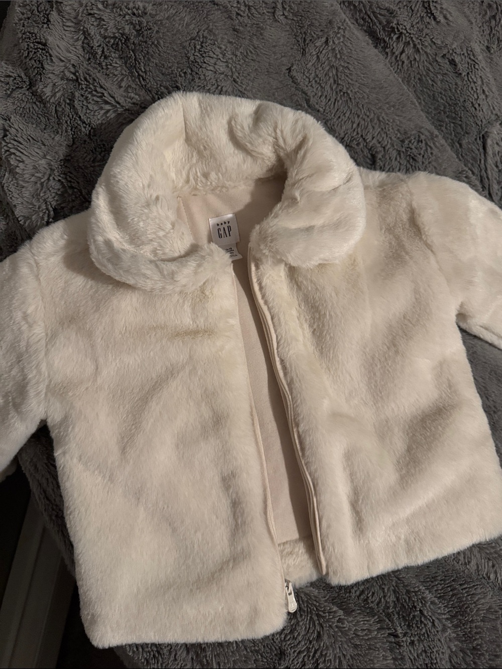 GAP Kids Cream Faux-Fur Puffer Jacket